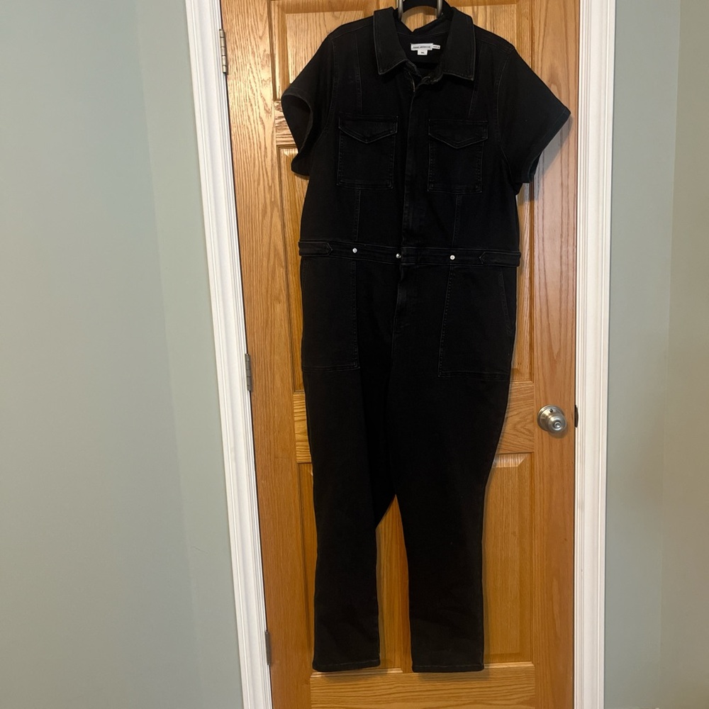 Good American Black Denim Jumpsuit